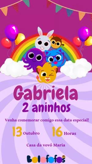 Convite de Aniversário Bolofofos Editável Online para Imprimir