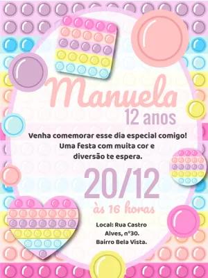 Convite de Aniversário Pop It Fidget Toys para Editar Online