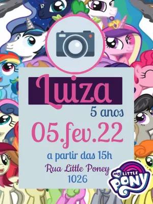 Convite Aniversário My Little Pony com Foto para Editar