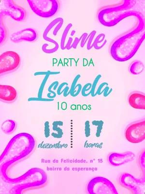 Convite de Aniversário Slime Party Colorido para Editar Online
