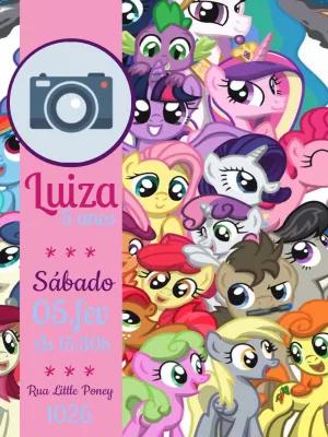 Convite de Aniversário My Little Pony com Foto para Editar