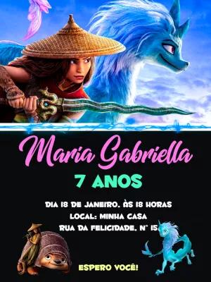 Convite de Aniversário Raya e o Último Dragão para Editar