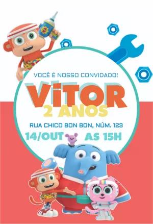 Convite Aniversário Chico Bon Bon com Personagens para Editar