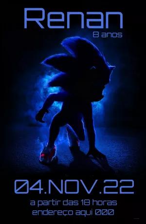 Convite de Aniversário Sonic o Filme para Editar Online