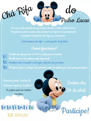 Convite Chá Rifa Mickey Baby para Editar Online