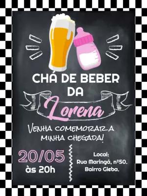 Convite Chá de Beber Quadro Negro com Cerveja para Editar
