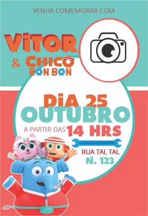 Convite de Aniversário Chico Bon Bon com Foto para Editar