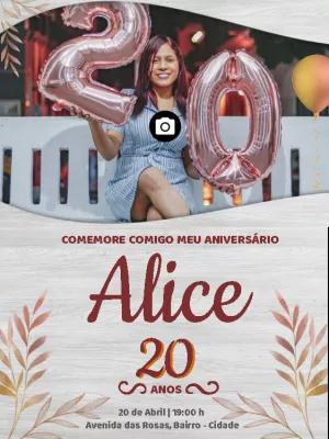 Convite de Aniversário Feminino com Foto para Editar Online