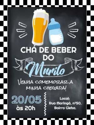 Convite Chá de Beber Quadro Negro para Editar Online