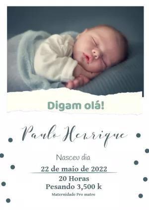 Anúncio de Nascimento de Bebê com Foto para Editar