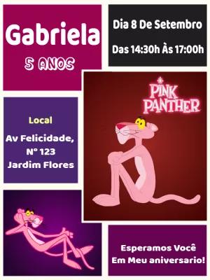 Convite Aniversário Pantera Cor De Rosa para Editar Online
