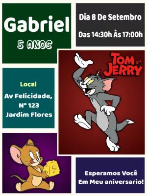 Convite Aniversário Tom e Jerry para Editar Online
