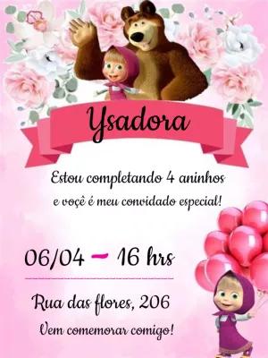 Convite de Aniversário Masha e o Urso para Editar Online