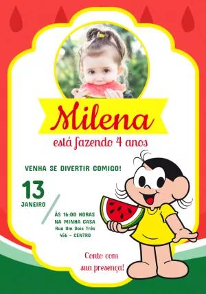 Convite Aniversário Magali Turma da Mônica com Foto para Editar