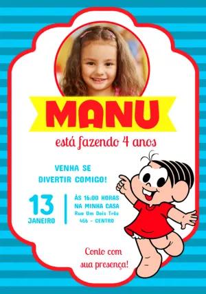 Convite Aniversário Turma da Mônica com Foto para Editar
