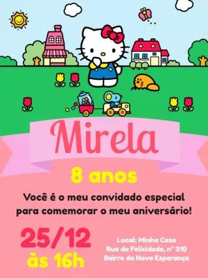 Convite de Aniversário Hello Kitty para Editar Online