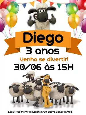 Convite de Aniversário Shaun o Carneiro Editável Online