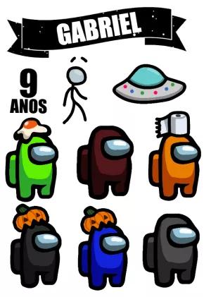 Topo de Bolo Among Us com Personagens para Editar Online