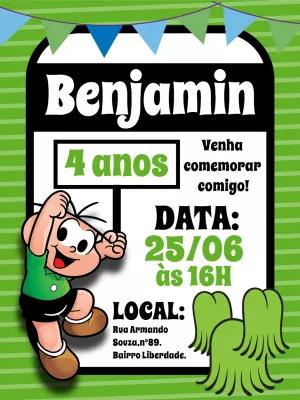 Convite de Aniversário Cebolinha Turma da Mônica para Editar