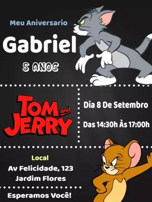 Convite Aniversário Tom e Jerry para Editar Online