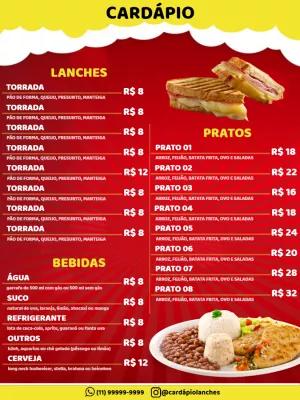 Cardápio para Lanchonete com Foto Editável Online