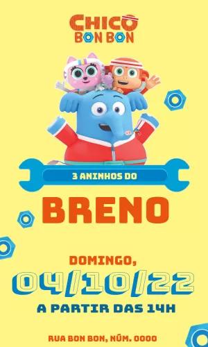 Convite de Aniversário Chico Bon Bon para Editar Online