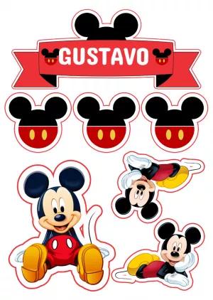 Topo de Bolo Mickey Mouse Editável para Festa de Aniversário