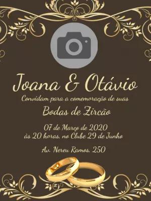 Convite Bodas de Zircão com Foto para Editar Online
