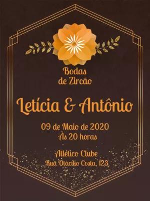 Convite Bodas de Zircão Elegante para Editar Online