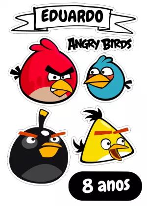 Topo de Bolo Angry Birds Editável para Festa de Aniversário