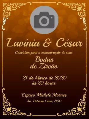 Convite Bodas de Zircão com Foto para Editar Online