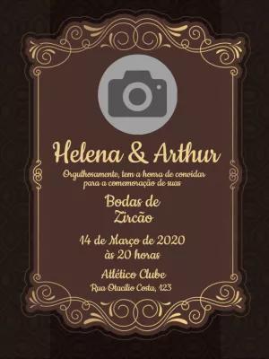 Convite Bodas de Zircão com Foto para Editar Online