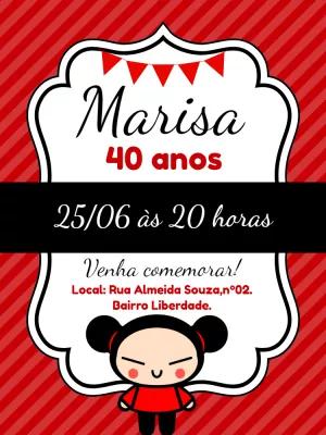 Convite de Aniversário da Pucca para Editar Online