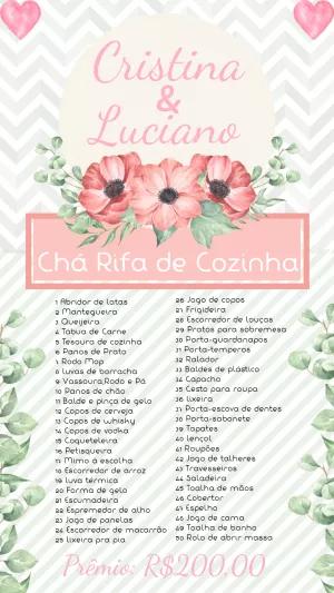 Convite Chá Rifa de Cozinha Floral Delicado para Editar Online