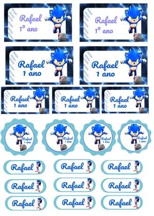 Kit de Etiquetas Escolares Sonic para Editar Online