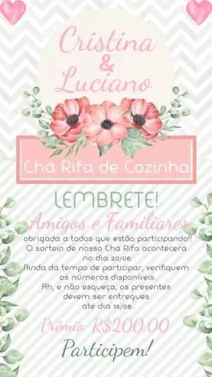Lembrete de Chá Rifa de Cozinha Floral para Editar Online