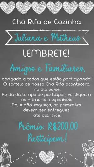 Convite Chá Rifa de Cozinha Quadro Negro para Editar Online