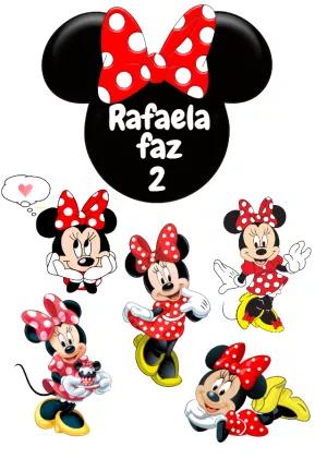 Topo de Bolo Minnie Vermelha para Aniversário para Editar
