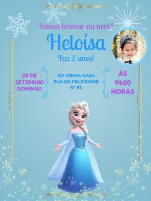 Convite de Aniversário Frozen com Foto para Editar Online