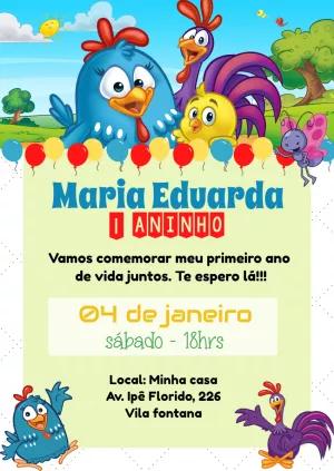 Convite de Aniversário Galinha Pintadinha para Editar Online
