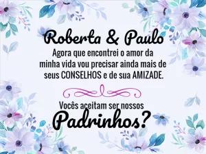 Convite Padrinhos de Casamento Floral para Editar Online