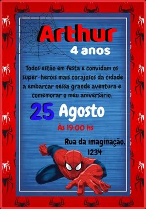 Convite de Aniversário Homem-Aranha para Editar Online