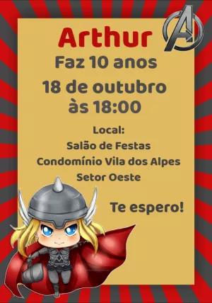 Convite de Aniversário Thor Cute para Editar Online