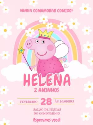 Convite Aniversário Peppa Pig Fada para Editar Online
