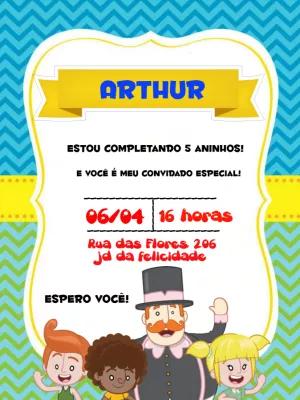 Convite Aniversário Mundo Bita com Personagens para Editar Online