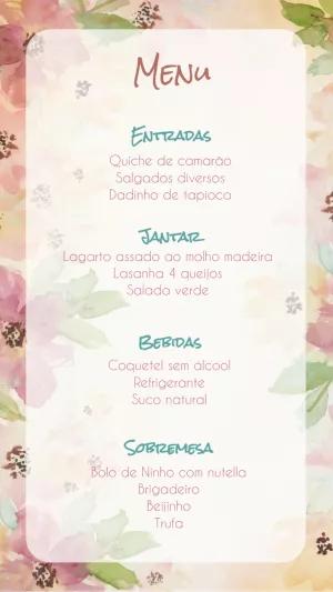 Menu de Casamento Floral Aquarela para Editar Online
