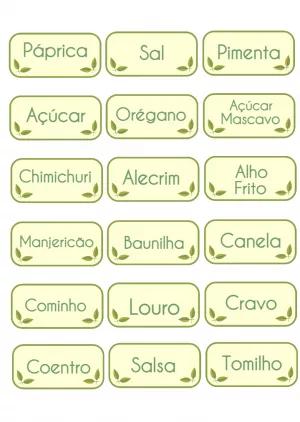 Etiquetas para Temperos com Folhas para Editar e Imprimir