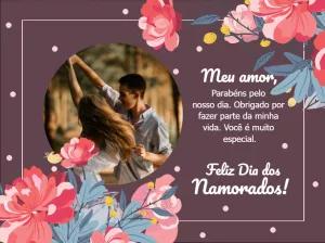 Cartão Dia dos Namorados com Foto Floral para Editar Online