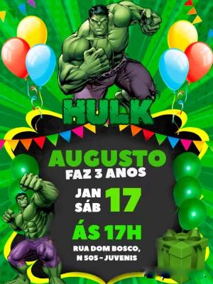 Convite de Aniversário Hulk Editável Online para Imprimir