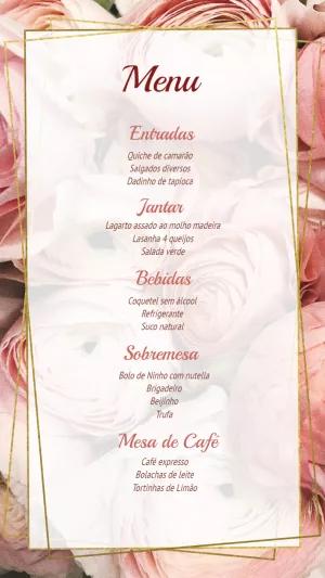 Menu de Casamento Floral com Rosas para Editar Online